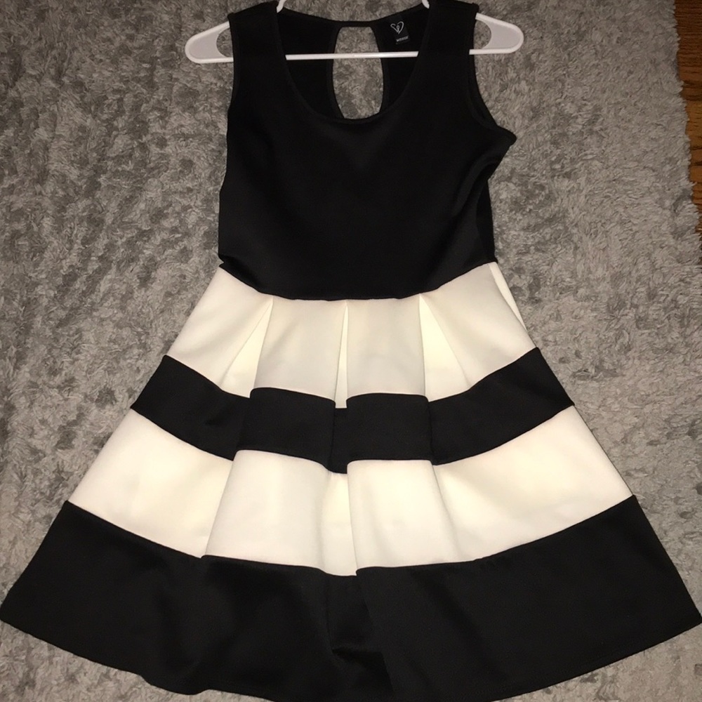 Black and Shite Striped Skater Dress